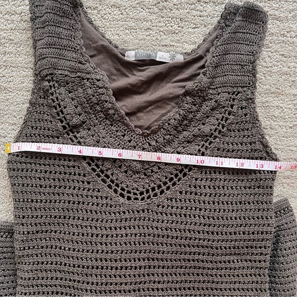 Athleta Crochet Midi DressBrown Sleeveless 100% Cotton Small Beachy Boho Chic - Picture 6 of 7